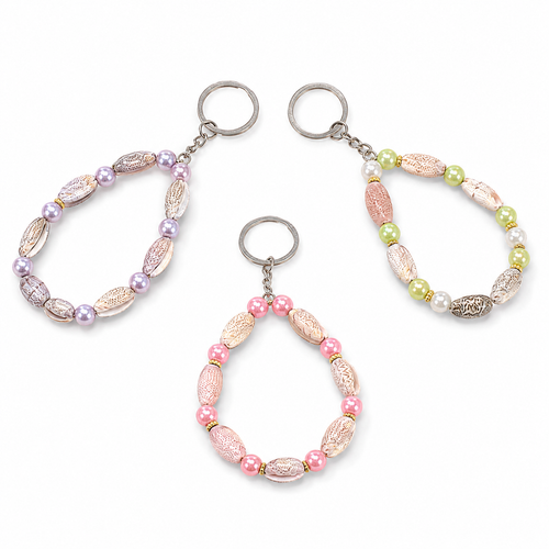 A1Aura Mini Shell Bead Keychain – Cute Pastel Beaded Shell Key Ring Charm