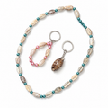 A1Aura 3-Piece Ocean Gift Set – Shell Necklace, Mini Bead Keychain & Real Shell Charm Keychain
